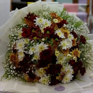 Magical rainbow: bouquet of purple tulips