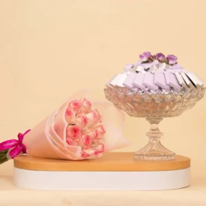 Passionelle Crystalline Silver Gift with 15 Pink Roses